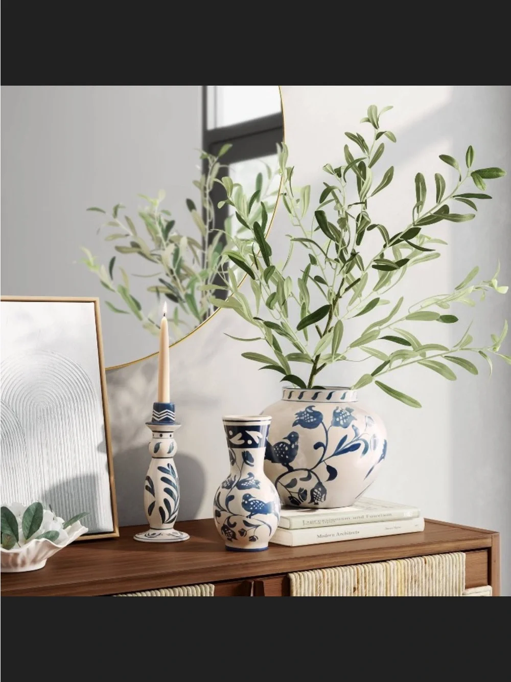 Medium Blue Painted Ceramic Vase - Threshold™